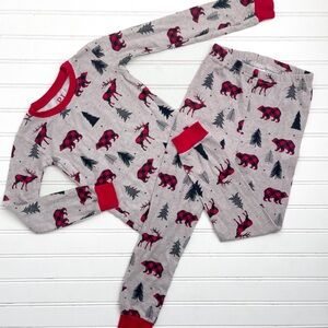EUC Buffalo Plaid Winter Deer Bear Christmas Tree Pajama Set